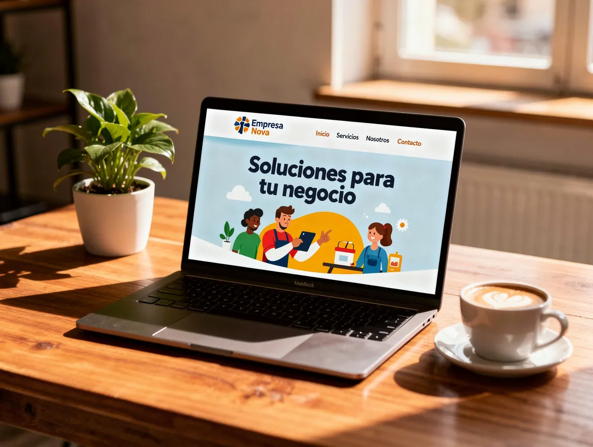 Notebook mostrando un sitio web profesional desarrollado a medida